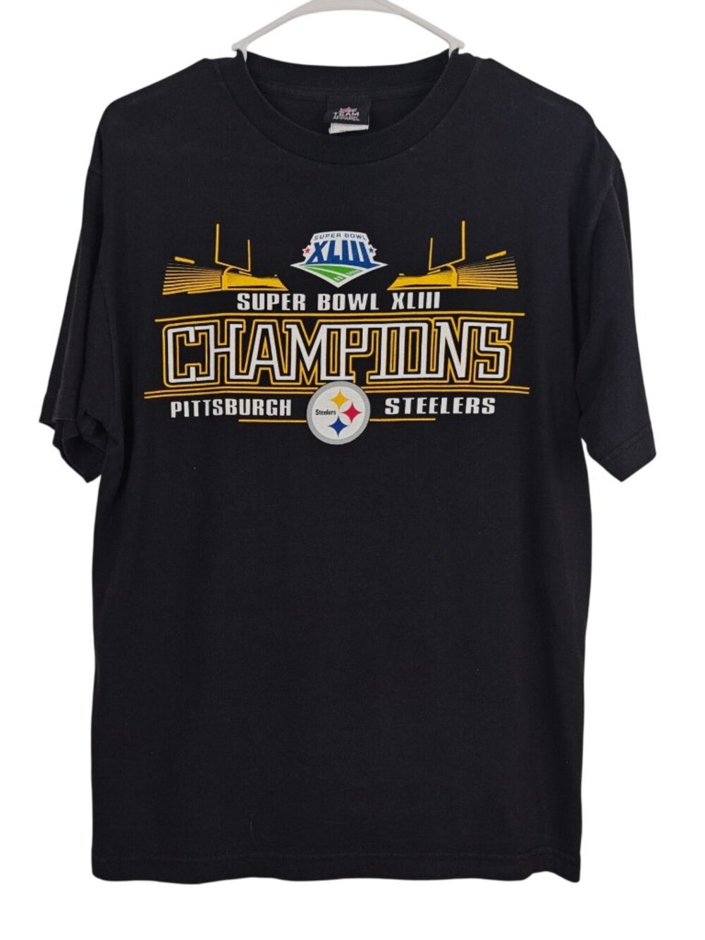 NFL Team Apparel Pittsburgh Steelers Super Bowl XLIII Champions T-Shirt Black M